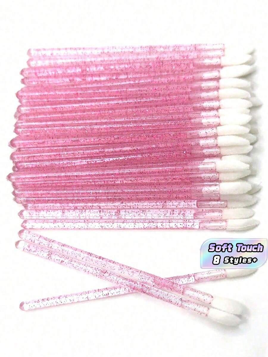 100pcs/50pcs Professional Lip And Eyelash Brushes - High-Quality Disposable, Sparkling Crystal Lashes, Ultra-Fine Micro Brushes For Precise Eyelash Extension Applicator And Gentle Makeup Cleaner - Beauty Makeup Tools - Multicolor - View 1