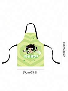 THE POWERPUFF GIRLS X SHEIN 1 chiếc tạp dề Powerpuff Girls, dùng để làm bánh, nấu nướng, dọn dẹp, làm quà tặng. - màu xanh lá - Xem 3