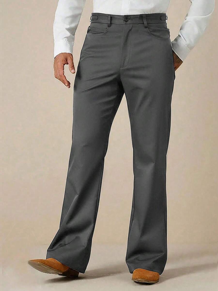 Manfinity Nomadique Pantalones acampanados de unicolor para hombres, vacaciones - Gris Oscuro - Ver 1