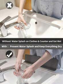 1pc Durable Silicone Splash Guard , Kitchen Sink Splash Protector, Water-Resistant Barrier To Prevent Spills, Protects Countertops From Water Stains, Suitable For Home And Professional Use In Kitchen And Lab Sinks, Basins And Bowls (Please Read Installation Instructions Carefully, Improper Installation May Cause Instability) - View 6