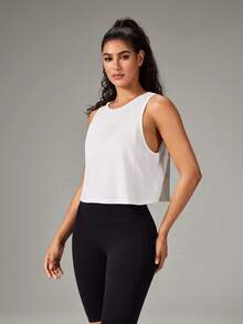 OutZeal Atasan Olahraga Wanita Putih Tank Top untuk Latihan Musim Panas, Lari, Campuran Wol Tencel, Cepat Kering, Atasan Aktif - Putih - View 6