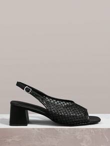 Styleloop Cool Grid Woven High-Heeled Sandals, Light Commuter Style - Black - View 1