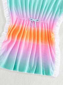 SHEIN 时尚女童幼儿渐变色印花罩衫，适合海滩、泳池、派对 - 彩色 - 查看 4