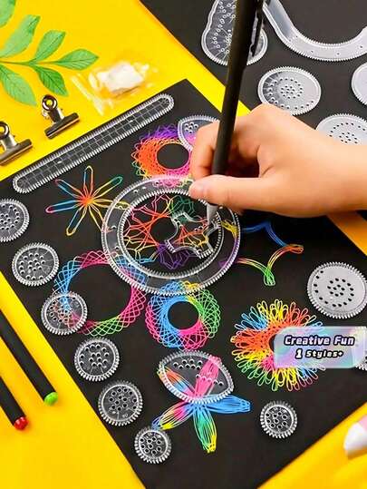 22 Peças Conjunto de Réguas de Desenho, Desbloqueie seu Potencial Criativo com este - Modelo de Desenho Espiral Mágico Transparente - Perfeito para Pintura e Réguas de Flores, Suprimentos de Pintura de Volta às Aulas, Os Melhores Presentes de Volta às Aulas para Crianças, Presentes de Halloween e Natal.
