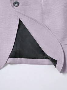 Manfinity Mode Men's Light Purple Lapel Collar Casual Suit Set, Spring/Summer Formal, Ceremony - Mauve Purple - View 7