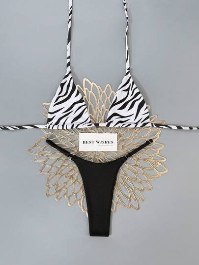 Swim Mod Bộ bikini tách rời tối giản kẻ sọc đen trắng mùa Xuân/Hè 2026, đồ bơi cao cấp nâng đỡ tốt dành cho phụ nữ ngực nhỏ.