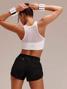 GLOWMODE FeatherFit™-Sculpt FlowFit Breathable Sweat-Wicking Stretchy Mesh Back Adjustable Crop Front Closure Sports Bra Running Workout Gym - White - View 7