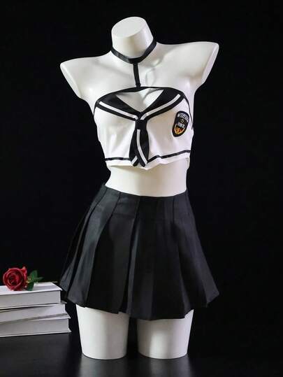 Dansine Bộ đồ cosplay đồng phục thủy thủ kiểu nữ sinh gợi cảm JK với váy xếp ly