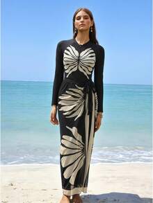 Swim Mulvari Women's Beach Burkini Cover Up Set - Black - View 7