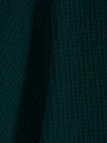 Manfinity Homme Men's Plus Size Ribbed Single-Breasted Pocket Short Sleeve Shirt, Versatile Daily Wear, Ceremony - Dark Green - View 4