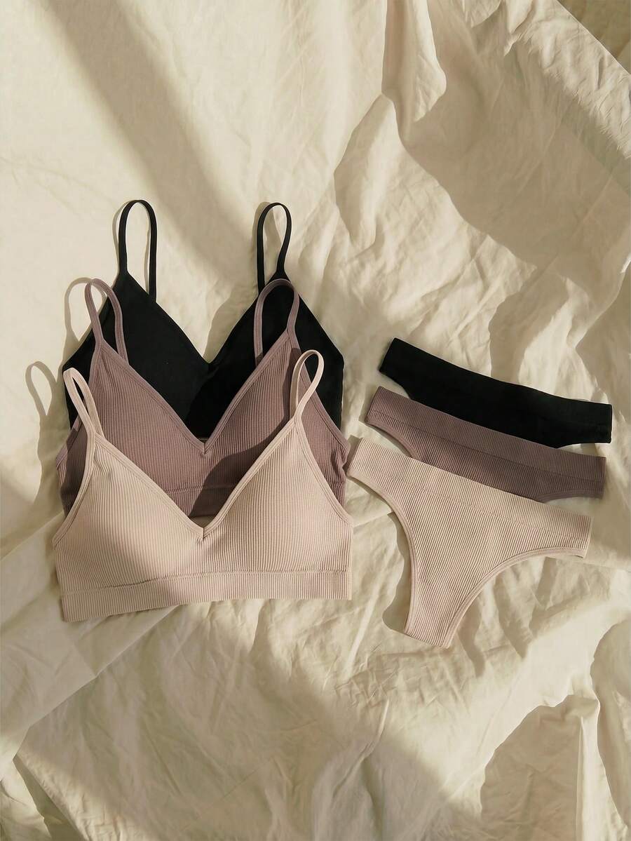 Lullawish 6 piezas/Set Tanga sin costuras y sin aros, estilo casual - Multicolor - Ver 1