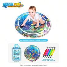 MINKOJA MINKOJA Alfombra de agua inflable con diseño de peces de océano para niños, juguete de alfombra de agua con patrón de peces, cojín de asiento y alfombra de salpicadura para bebés, entrenamiento de gateo y desarrollo sensorial táctil, fortalece los músculos, promueve el desarrollo, juguete de viaje, artículo esencial para bebés, juguete para niños pequeños, juguete de agua - Multicolor - Ver 12