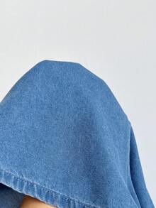 Soleia Bộ áo liền quần denim nữ thiết kế xoắn, khoét eo, có dây đeo - Màu xanh lam - Xem 7