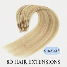 8D Micro Link Nano Beads Hair Extensions,16-22 INCH Micro Loop Human Hair Extensions, Invisible No Trace,Straight Human Hair,Invisible Mini Silicon Beads Easy To Install,Seamless, Natural Straight Hair,Perfect For Long Hair Lengthening, Hair Lengthening Straight Hair Texture Natural Hair Look - Multicolor - View 24