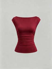 Sweetra Women's Summer New Minimalist Versatile Waist Cinched Solid Color Sleeveless Knit T-Shirt Set - Multicolor - View 5