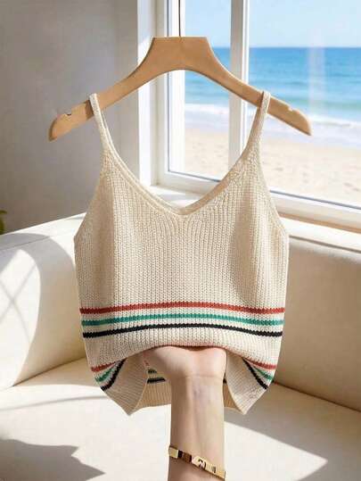 EMERY ROSE Striped Pattern Knit Camisole