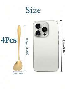 4pcs Heart Design Spoon, Stainless Steel Modern Creative Coffee Teaspoon, Stirring Spoon, Scoop For Cake School Supplies,Food Contact Materials,Dishwasher Friendly,Back To School Christmas For Holiday Gift Giving - Gold - View 10