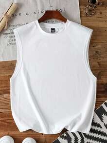 Manfinity Joysei White Lemon Print Sleeveless Tank Top, Suitable For Casual Outings, Island Vacations, Couple Matching, Gift For Boyfriend, Holiday - White - View 2