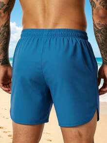 Manfinity Ironwick Quần short nam dáng casual in họa tiết, có dây rút. - Màu xanh lam - Xem 2