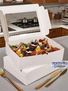 3/1pc Cupcake Box With Window, 12 Cup Cake Box, Large Cake Box, Suitable For Birthday, Wedding, Valentine's Day, Gift Packaging Box - Paper - View 1