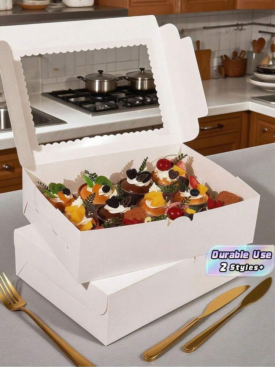 3/1pc Cupcake Box With Window, 12 Cup Cake Box, Large Cake Box, Suitable For Birthday, Wedding, Valentine's Day, Gift Packaging Box - Paper - View 1
