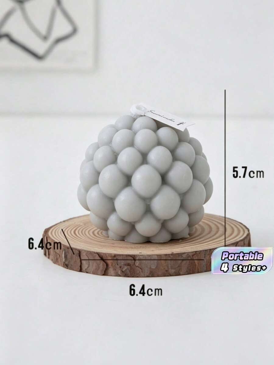 1pc ,Geometric Aromatherapy Small Candle, Home Decoration, Wedding & Festival Ornament,Room Decor,Gifts - Grey - View 1