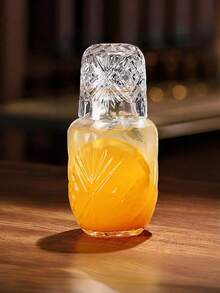 Haus Hana 1Set Embossed Glass Pitcher And Cup Set, Clear Glass With Vintage Diamond Pattern, Holds Water, Juice And Spirits, Multi-Use Drink Serving Kit, For Home Bar, Dining Table & Daily Use, Holiday Gift & Tabletop Decor Supply - View 8