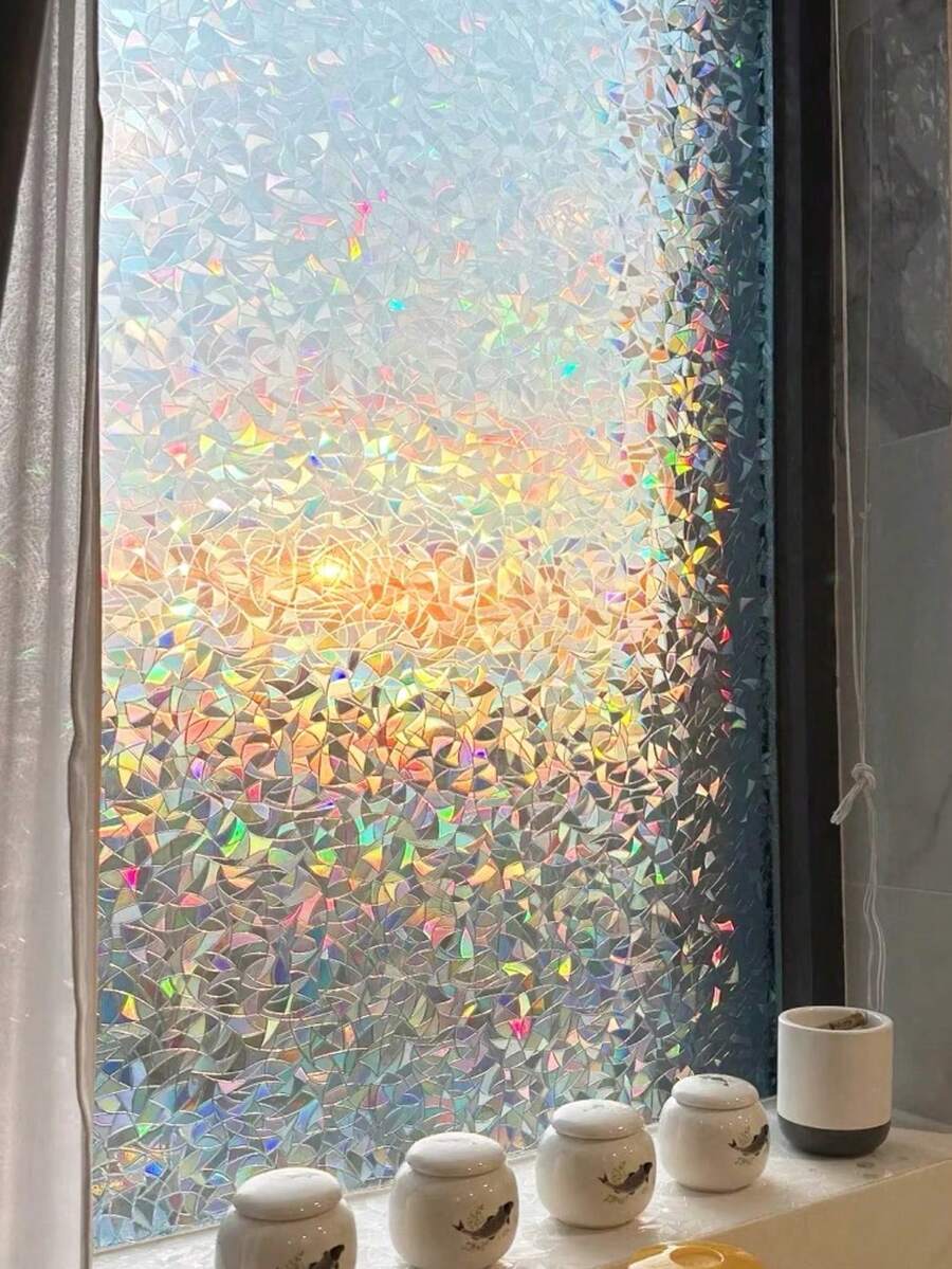 1 Roll Of 3D Stained Glass Window Film,Anti-Prying Eyes One Way Privacy Window Film,Used In Homes, Offices, Balconies, Restrooms Window Privacy Film - multicolor - View 1
