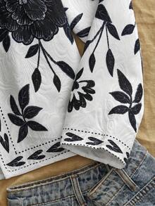 Travachic Chaqueta regular de manga larga con estampado de vacaciones para mujeres - Blanco y Negro - Ver 5