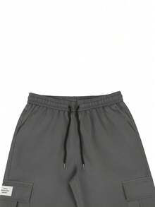 Manfinity Homme Pantalones cargo casuales con cordón para hombres - Gris Oscuro - Ver 5