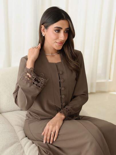 Al Najma Áo Abaya trơn màu thanh lịch dành cho nữ
