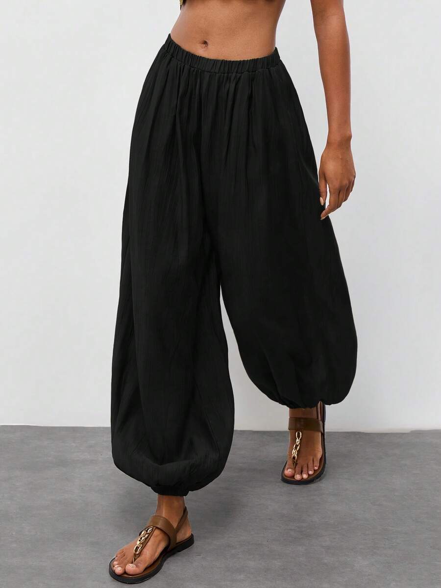 Maija Women's Solid Color Casual Pants - Black - View 1