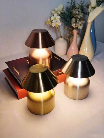 1pc Cordless Touch LED Desk Lamp, Modern Macaron Mushroom Lamp , Dimmable 3-Color Bedside Lamp, Rechargeable Night Light For Bedroom, Living Room, Home Decor And Gift