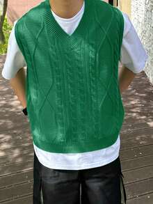 DAZY Áo tank top dệt kim không tay dành cho nam, họa tiết dây xoắn màu xanh lá cây, thích hợp cho mùa hè. - màu xanh lá - Xem 3