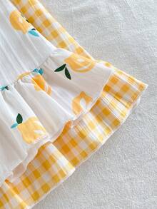SHEIN Playful Pals 2件/套夏季女童洋裝，蝴蝶結肩帶純色與條紋洋裝套裝，適合日常休閒穿著，女童專屬洋裝 - 彩色 - 查看 8
