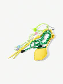 Viva Strut 1 件 PU 皮革柠檬水果吊坠钥匙扣小花串珠编织绳高端包包吊坠 - 黃綠色 - 查看 3