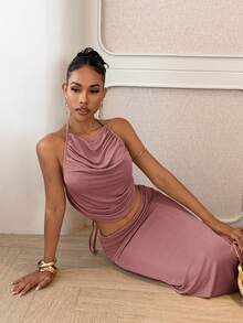 Slaydiva Hàng mới về mùa hè: Tiệc sinh nhật, Trở lại trường học, Phong cách Preppy, Trang phục học sinh, Đi chơi thường ngày, Các món đồ cơ bản đa năng, Thường ngày, Kỳ nghỉ, Du lịch biển, Bãi biển, Bên bờ biển, Tắm nắng, Các mặt hàng, Phong cách đường phố, Gợi cảm & Thanh lịch, Áo hai dây cổ yếm xếp nếp, Chân váy midi, Bộ hai mảnh màu kaki dành cho nữ - A - Bụi hồng - Xem 6