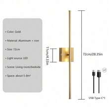 Modern LED Rechargeable Wall Light - Wireless, Gold/Black Options, 3-Color Dimmable With Remote, USB Charging, Touch Switch, 350° Rotation, Timing Function - Ideal For Bedroom, Living Room, Corridor, Bedside, Dining Room, Study & Home Decoration - Multicolor - View 10
