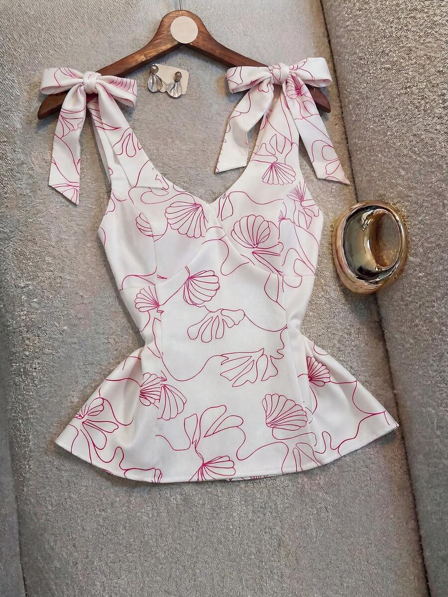SHEIN Franclia 女士优雅V领吊带衫，夏季新款 - 彩色 - 查看 1
