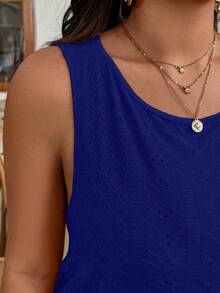SHEIN Clasi Áo tank top cỡ lớn hở lưng, kiểu đan chéo, ôm sát, cổ yếm khoét sâu, quấn ngực. - Xanh đậm - Xem 5