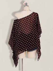 SHEIN ICON 大码女式夏季度假豹纹雪纺罩衫 - 棕色 - 查看 2