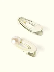Popjeli 8 piezas Clips pequeños laterales ovalados de imitación de perla para mujeres, elegantes y versátiles, clips para flequillo dulces para niña, adecuados para uso diario, pasadores de pelo, horquillas, accesorios para el cabello, accesorios para la cabeza, accesorios para el cabello para mujeres, pasadores - Multicolor - Ver 9