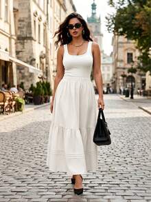 GlowEve CURVE Plus Size Layered Ruffle Hem Detail Skirt Fall - White - View 8