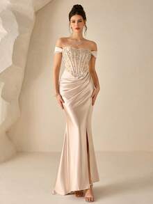 Women Cocktail Dresses - Champagne - View 1