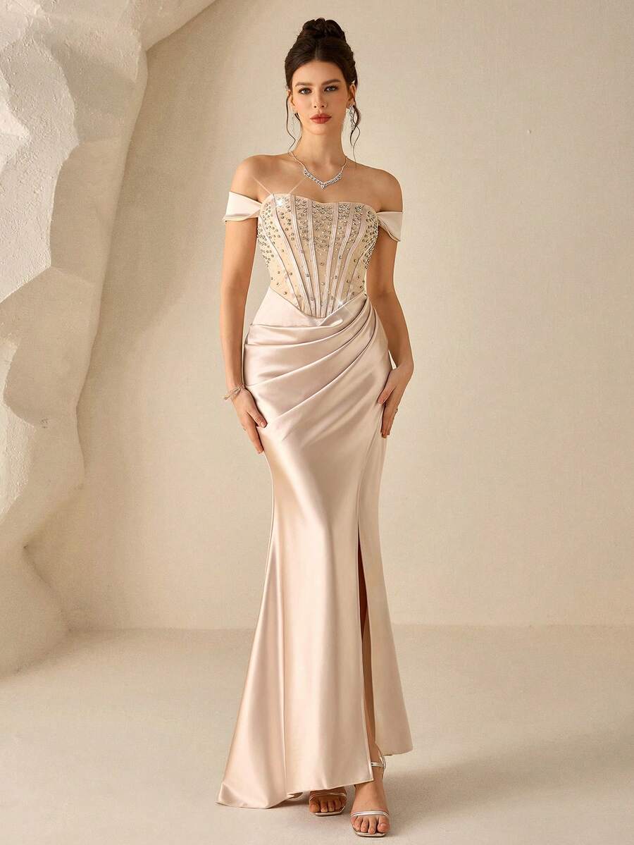 Women Cocktail Dresses - Champagne - View 1