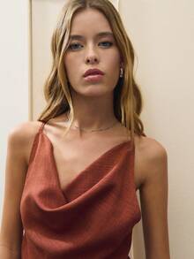Nöista Rust Brown Halter Jumpsuit With Wide-Leg Fit For Vacation, Dinner Dates And Occasions. - Rust Brown - View 6