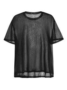 SHEIN Rhythm Era Plus Size Women's Sheer Solid Color Round Neck Short Sleeve Sports T-Shirt, Summer Gym Sports Black - Black - View 8