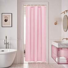 1pc Pink Solid Color Waterproof Shower Curtain (PEVA Material), Plastic Bathroom Divider, Multiple Sizes Available, Bathroom Accessory, Waterproof And Moisture-Proof, Machine Washable, Suitable For Bathroom/Balcony Partition, Shower Curtain, Solid Color Curtain - pink - View 9