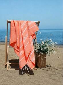 1pc Turkish Beach Towels Striated Pool Swim Bath Towel Sand Free Quick Dry Oversized Sandproof Compact Lightweight Extra Large Adult Cruise Ship Essential Vacation Must Haves Travel Camping Accessories Mom Father Dad Teacher Retirement Graduation Men Women Gift - Multicolor - View 14