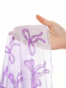 Girls Bow Print Random Print Sunscreen Cover-Up - Mauve Purple - View 5